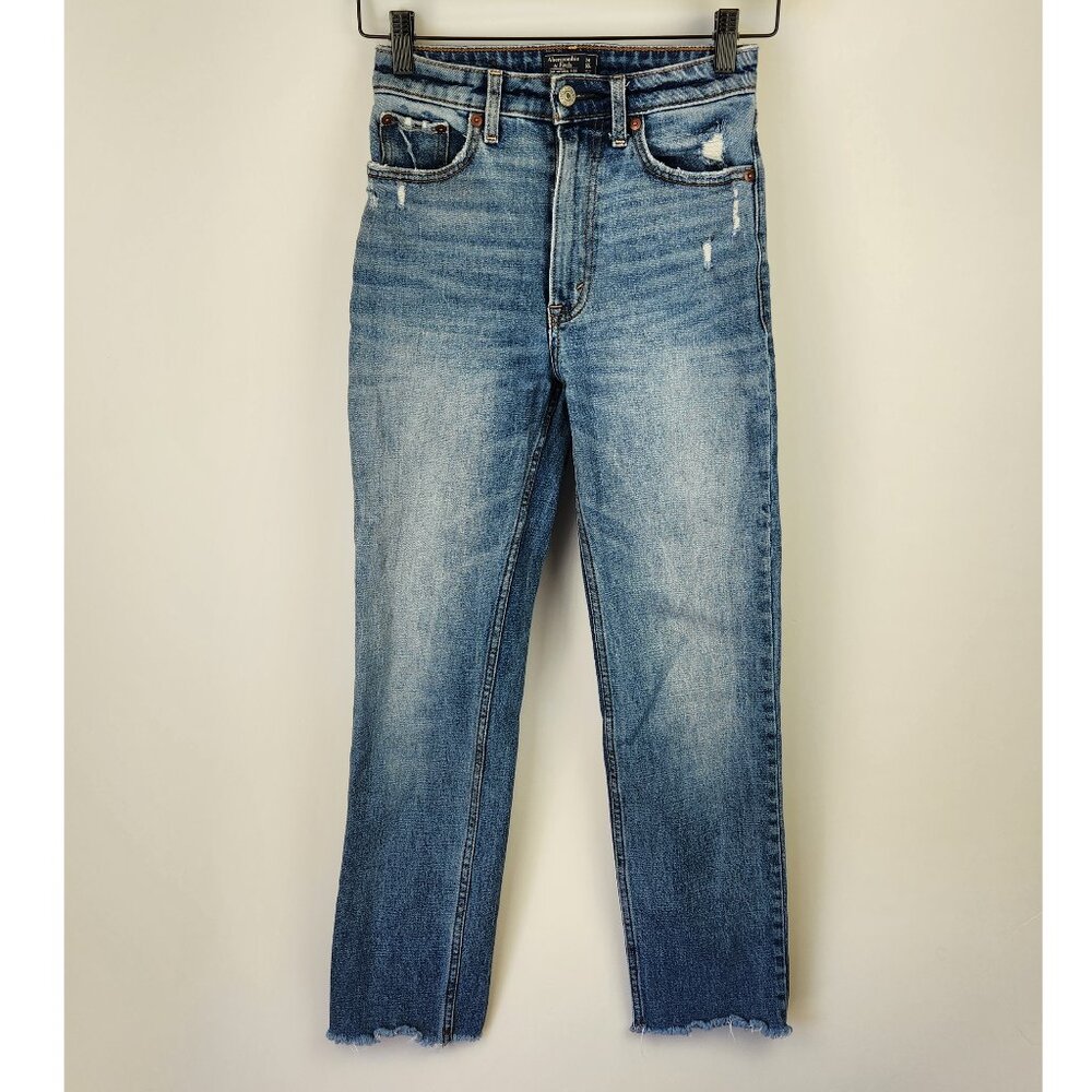 Abercrombie & Fitch Zoe Distressed Natural Rise Ankle Straight Leg Jeans sz 24